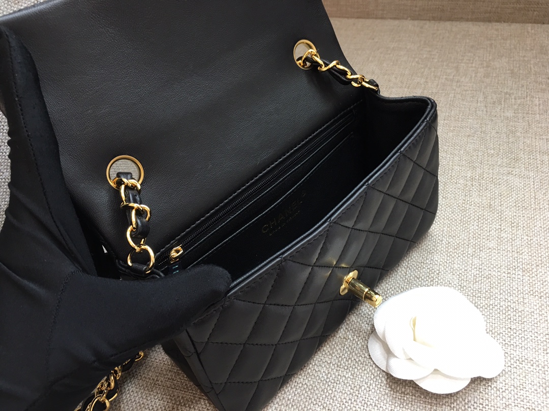 Small Classic Flap Lambskin Bag A01116 Black/Gold